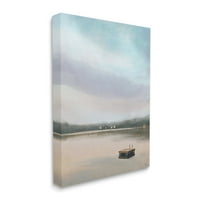 Stupell Industries magányos úszó dokk nyugodt tó pasztell égbaki festménygaléria csomagolt vászon nyomtatott fali művészet,