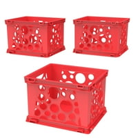 Store Műanyag Mini Láda, Moduláris Asztali Papír Tároló Doboz, Piros, 3-Pack
