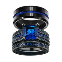 Megfelelő Gyűrűk Pár Gyűrű 1. CT kék CZ Női jegygyűrű szett férfi titán gyűrű