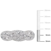 Carat T.W. Gyémánt sterling ezüst keresztes keresztező szövés filigrán gyűrű