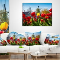 Designart tulipánok Hollandia faluban - virágos párna - 12x20