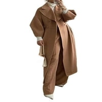 Bomotoo női gyapjú kabát kardigán alkalmi kabát fél hosszú Maxi hosszúságú hajtóka árok Camel XL