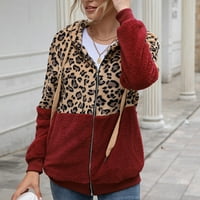 MeetoTime gyapjú dzsekik nőknek, könnyű, Hosszú ujjú, Fuzzy kapucnis kabátok Leopard őszi téli Divatkabát felsőruházat