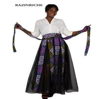 Afrikai Maxi szoknya Női fekete Chiffon Patchwork Teljes hosszúságú magas derék afrikai Női ruházat WY10092