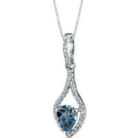 1. CT körte alakja London Blue Topaz és fehér topaz medál 14K fehéraranyban, 18