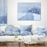 Designart Blue Frosty téli időjárási panoráma - Táj nyomtatott dobási párna - 18x18