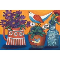 Marmont Hill narancssárga és kék vázák festés nyomtatás vászonra
