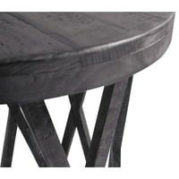 Signature Design Ashley Sharzane rusztikus kerek vég asztal tömör fenyőfa, szürke, viharvert kivitelben
