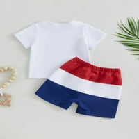 Kisgyermek kisfiú július 4 ruhák amerikai zászló póló és rövidnadrág Függetlenség Napja ruhák szett