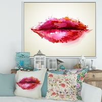 Vörös lány ajkak, amelyeket absztrakt blot keretes festmény vászon art nyomtatás alkot