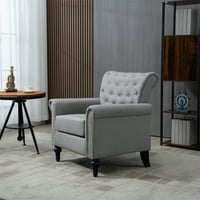 Kárpitozott nappali fotel, egy kanapé szék Gombos háttal és fa lábakkal, Modern Accent Chair Club fotel Körömfejes