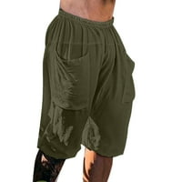 frehsky férfi rövidnadrág férfi nyári egyszínű alkalmi rövidnadrág laza Elasztikus derék zseb Pamut vászon strand nadrág