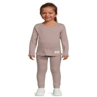 Easy Peasy kisgyermek lány bordás hosszú ujjú felső és lábbeli, 2 darabos ruhakészlet, méretek 12m-5T