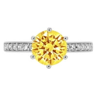 1.71 ct kerek vágott sárga szimulált gyémánt 14K fehér arany gravírozás nyilatkozat menyasszonyi évforduló eljegyzési