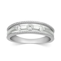 Az Ön számára cttw fehér természetes gyémánt 14K fehér aranyozott örökkévalóság Fany három kő gyűrű, Gyűrű mérete-9.5