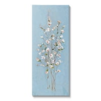 Stupell Industries Egyszerű botanikus virágkészlet minta Kék háttérfestmények galéria csomagolt vászon nyomtatott fali