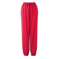 Lounge nadrág női őszi Egyszínű Laza nagy méretű rugalmas szalag széles láb nadrág nadrág piros 3XL
