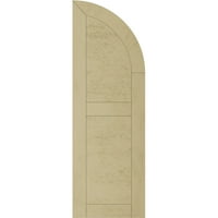 Ekena Millwork 18 W 74 H Timberthane homokfúvott két egyenlő sík panel W negyed kerek ív felső fau fa redőnyök, alapozott