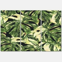 Designart 'Természetes zöld levelek egzotikus a sötét II -en' trópusi vászon fali művészet nyomtatás