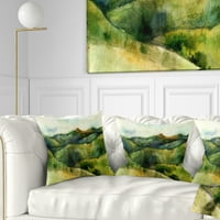 Designart Green Mountains akvarell - Tájfestés dobja a párnát - 18x18