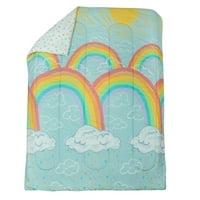Iker 5 darabos vigasztaló szett, Kidz Mi Rainbow felhők szuper puha ágy egy táskában, reverzibilis kényelemmel és lemezkészlettel
