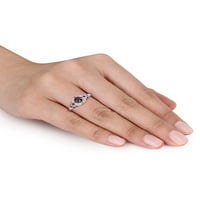 Miabella Carat T.W. Fekete-fehér gyémánt 14K 2-tone fehér és rózsa arany eljegyzési gyűrű