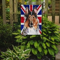 Carolines kincsek SC9893GF Collie angol Unió Jack brit zászló zászló kert mérete, kert mérete, Többszínű