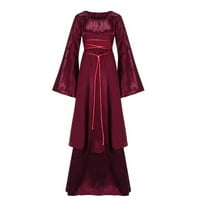 fartey Női középkori reneszánsz Jelmez kapucnis hosszú harang ujjú viktoriánus Cosplay jelmez Vintage ruha Maxi hercegnő