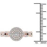 Carat T.W. Diamond 10KT rózsa arany klaszter dupla halo eljegyzési gyűrű