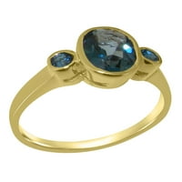 Brit készült 10K sárga arany valódi valódi London kék topáz Női ígéret gyűrű - méret opciók-méret 5.75