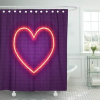 Piros éjszaka izzó Neon szív lila téglafal fürdőszoba dekoráció fürdő zuhanyfüggöny