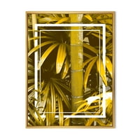 Designart 'trópusi levelek és sárga bambusz' trópusi keretes vászon fali művészet