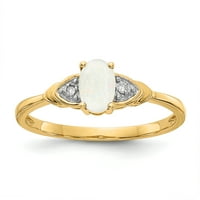 Primal Gold Karat sárga arany opál és gyémánt születési kő gyűrű