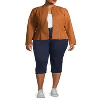 Alivia Ford női plusz méretű Sateen Tummy Control Capri nadrág