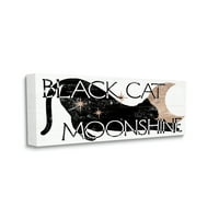 Stupell Industries fekete macska holdfény viharvert Halloween Moon Sign Graphic Galéria csomagolt vászon nyomtatott