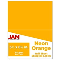 Papír és boríték szállítási címkék, fél oldal, 1 2, Neon narancs, csomagonként