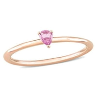 Carat T.G.W. Körte vágott rózsaszín zafír 10KT rózsa arany pasziánsz gyűrű