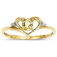 14k sárga arany gyémánt és citrin gyűrű mérete-7
