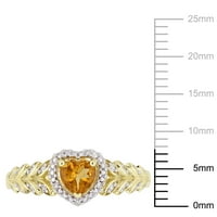 Miabella női karátos T.G.W. Citrin és gyémánt akcentus 10KT sárga arany halo szívgyűrű