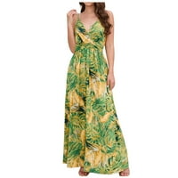 Hanas ruhák női nyári ruha Alkalmi Strand hinta alkalmi ruha spagetti pántok könnyű virágos hosszú ruha Zöld M