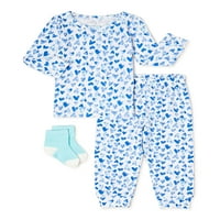 Aludj rajta Baba és kisgyermek lányok szorosan illeszkedő pizsama szett zoknikkal, méretű 12m-4t