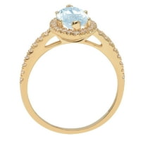 2.38 ct marquise vágott kék szimulált gyémánt 14K sárga arany évforduló eljegyzési halo gyűrű mérete 8