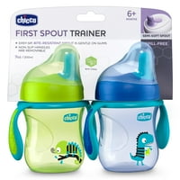 Chicco félig puha kifolyó edző Sippy Cup 7oz Kék Zöld 6m+