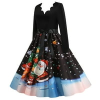 Karácsonyi ruha nőknek 1950-es évek Vintage Swing A-Line ruha Bowknot Flare Hüvely Xmas koktél Party Prom ruha