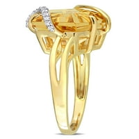 Carat T.G.W. Citrin és gyémánt akcentus sárga ródiummal bevont ezüst csomagolt kőgyűrű