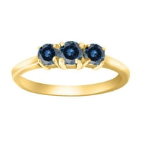 Mauli Jewels eljegyzési gyűrűk nőknek 0. Karátos kék gyémánt könnyű gyűrű 4-vasvilla 10K sárga arany
