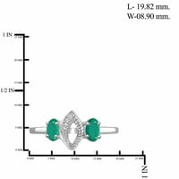 JewelersClub Carat T.G.W. Smaragd és fehér gyémánt akcentus ezüst négyrészes ékszerkészlet