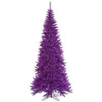 Vickerman 7.5 ' Lila fenyő vékony mesterséges karácsonyfa, Lila Dura-lit LED lámpák - Fau fenyő karácsonyfa - Szezonális