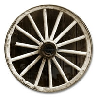 Designart 'Sepia Country Wagon Wheel óra' Parmház faliója