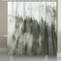 Fraigo hegyi zuhanyfüggöny-ködös erdei fa természet zuhanyfüggönyök fürdőszoba-vízálló poliészter szövet táj zuhanyfüggöny